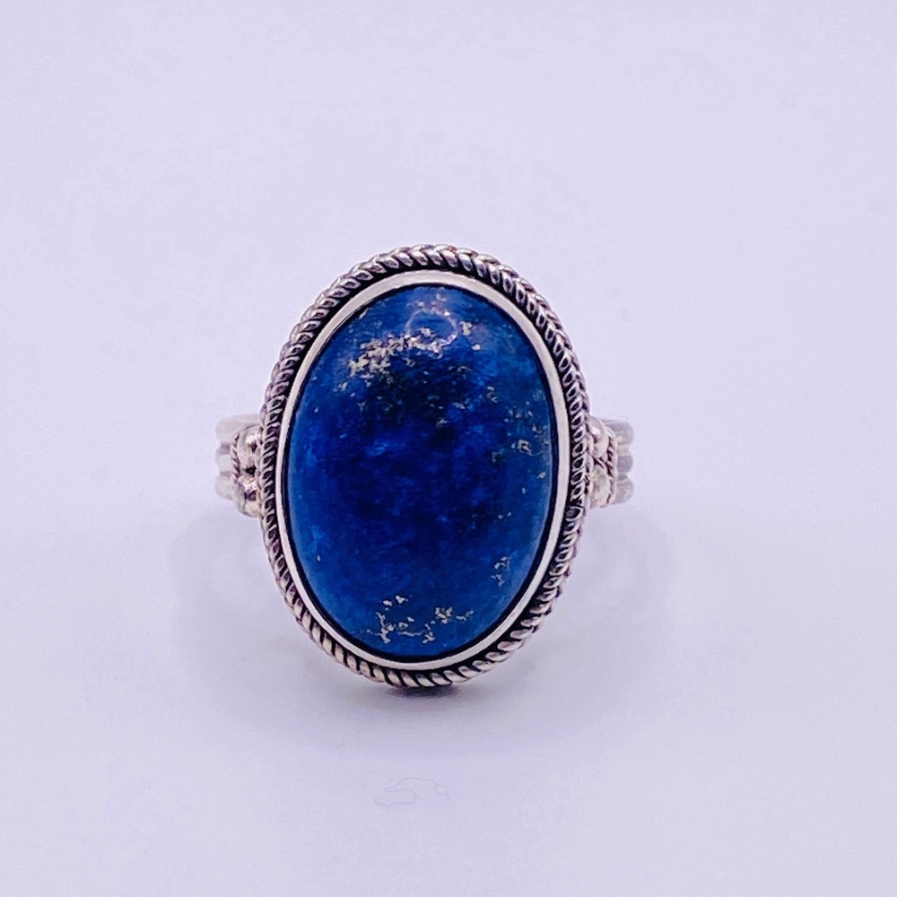 Lapis Lazuli Ring; 925 Sterling Silver; Size 7.75